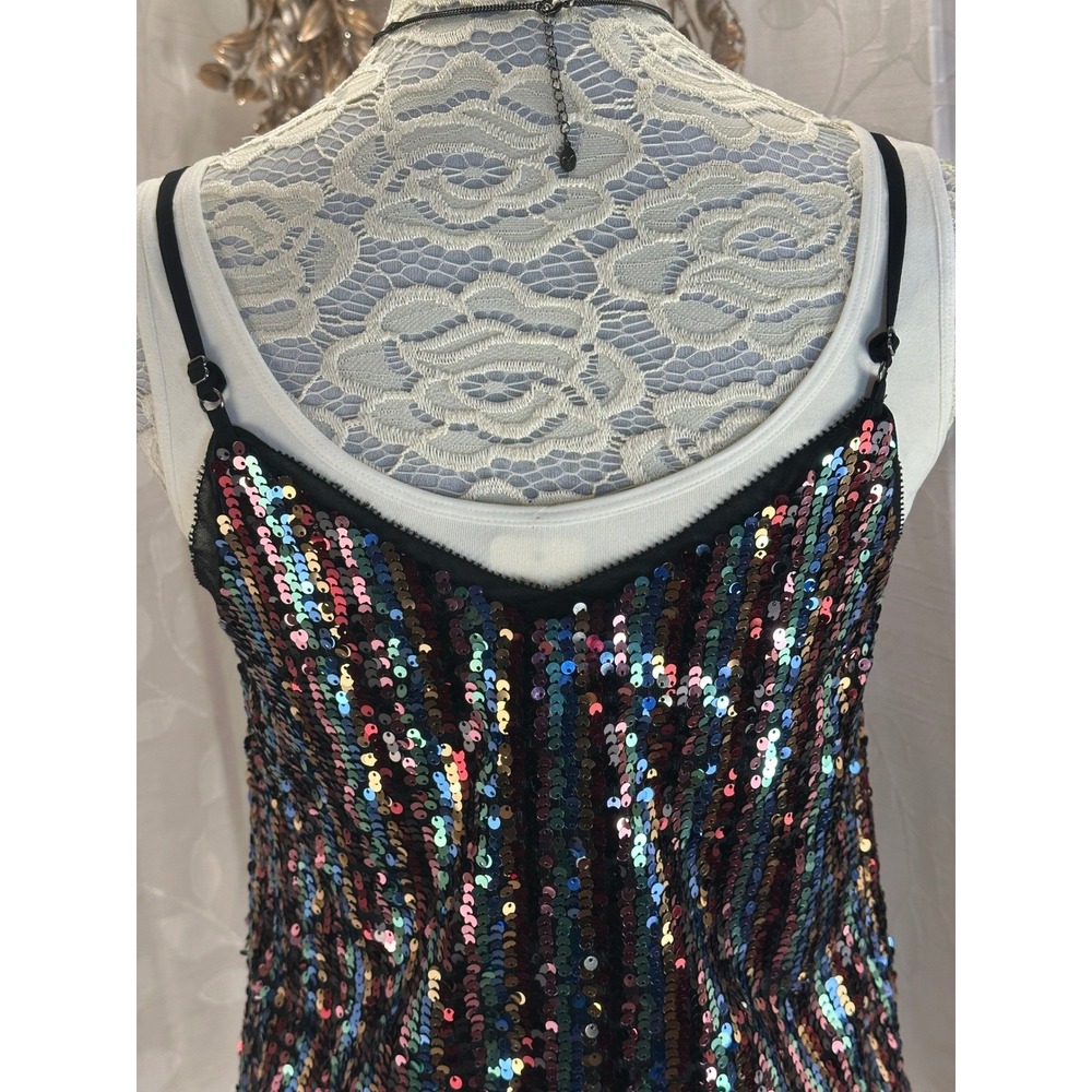 Skies Are Blue Rainbow Sequin Cami Tank Top Size Small NWT Holiday Party‎ Glam - Picture 10 of 13